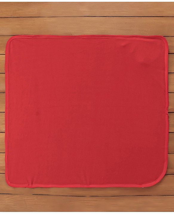 Babyhug Knit Terry Embroidered Hooded Towel Vehicle Print - Red