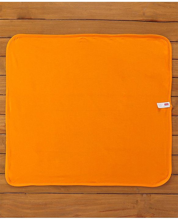 Babyhug Knit Terry Embroidered Hooded Towel Froggy Face Print - Orange