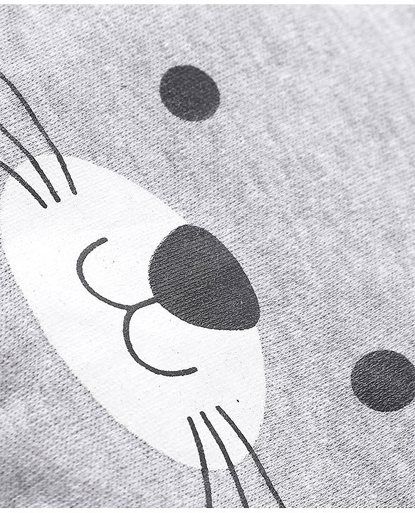 Babyhug Cotton Knit Cap Puppy Print with Ear Applique Grey - Diameter 12cm