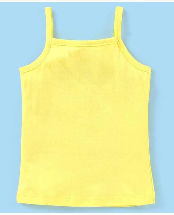 Babyhug 100% Cotton Sleeveless Antibacterial Slips Floral Print Pack of 3 - Yellow & Pink