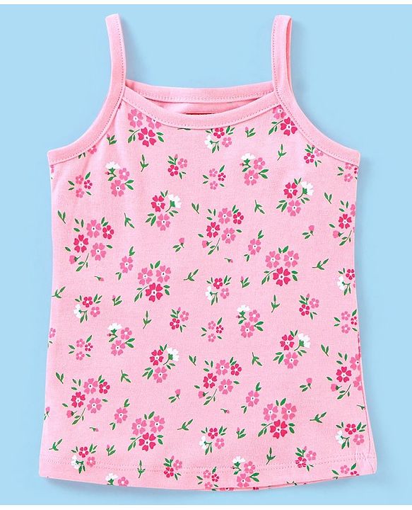 Babyhug 100% Cotton Sleeveless Antibacterial Slips Floral Print Pack of 3 - Yellow & Pink