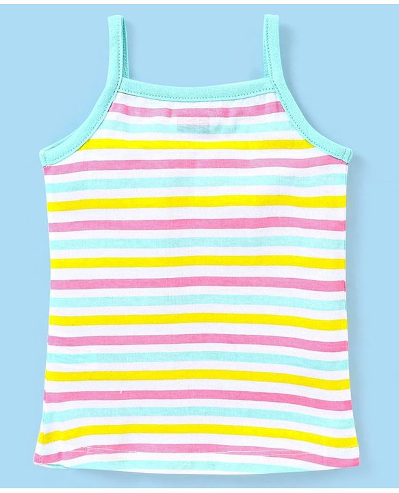 Babyhug 100% Cotton Sleeveless Antibacterial Slips Floral Print Pack of 3 - Yellow & Pink