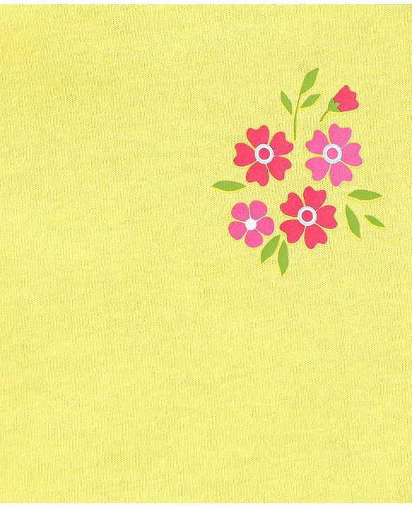 Babyhug 100% Cotton Sleeveless Antibacterial Slips Floral Print Pack of 3 - Yellow & Pink