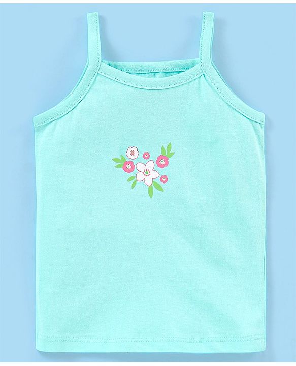Babyhug 100% Cotton Sleeveless Antibacterial Slips Floral Print Pack of 3 - Pink Beige & Blue