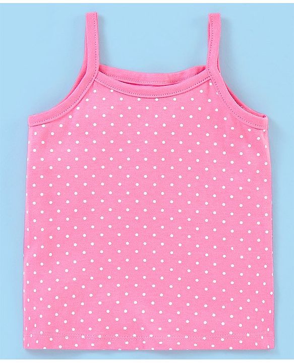 Babyhug 100% Cotton Sleeveless Antibacterial Slips Floral Print Pack of 3 - Pink Beige & Blue