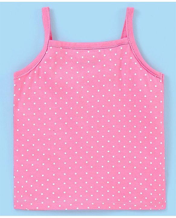 Babyhug 100% Cotton Sleeveless Antibacterial Slips Floral Print Pack of 3 - Pink Beige & Blue