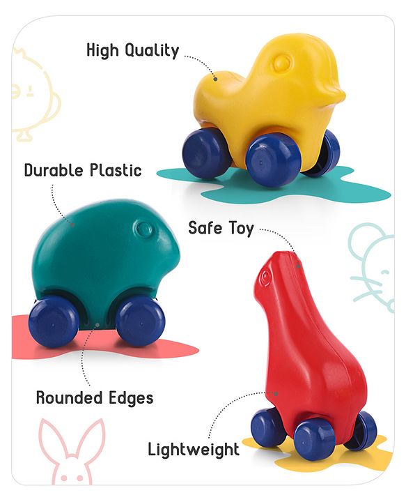 Babyhug My First Rolling Pets Set of 3 - Multicolour