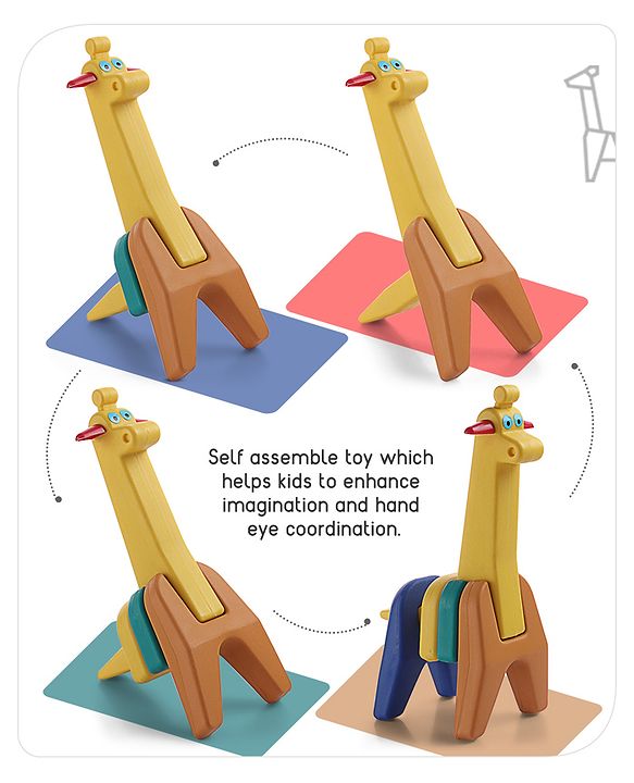 Babyhug 6 Pcs Little Giraffe Shape Stacking Toy| Improves Fine Motor Skills and Hand Eye Co-ordination| Pre-School Montessori Learning Toy for 2-4 Years Kids| Gifting Toy| Child Safe Material| BIS Certified