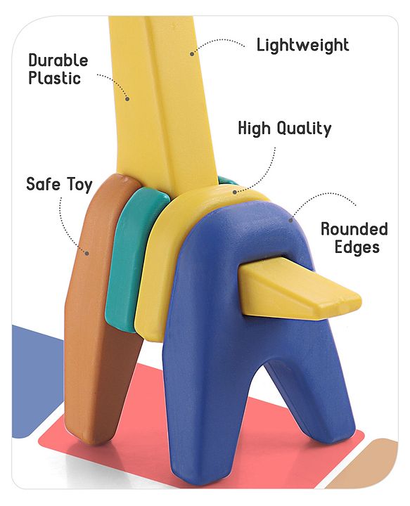 Babyhug 6 Pcs Little Giraffe Shape Stacking Toy| Improves Fine Motor Skills and Hand Eye Co-ordination| Pre-School Montessori Learning Toy for 2-4 Years Kids| Gifting Toy| Child Safe Material| BIS Certified