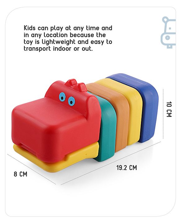 Babyhug 6 Pcs Little Hippo Shape Stacking Toy| Improves Fine Motor Skills and Hand Eye Co-ordination| Pre-School Learning Toy for 2-4 Years Kids| Gifting Toy| Child Safe Material| BIS Certified