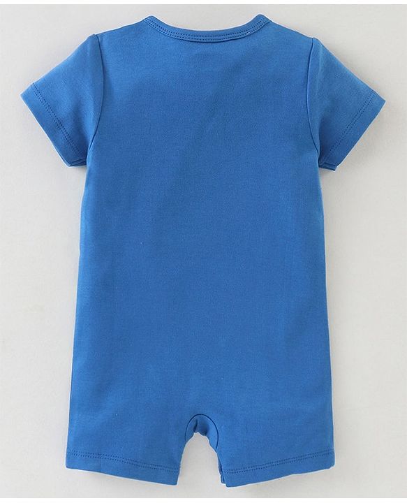 Babyhug 100% Cotton Half Sleeves Romper Sloth Print - Blue
