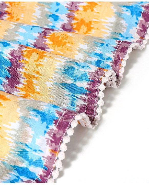 Babyhug 100% Cotton Three Fourth Sleeves Angarakha Ethnic Dress Tie Dye Print- Off White