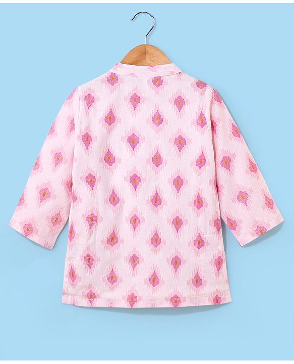 Babyhug 100% Cotton Kurta With Dhoti Embroidery Design - Pink