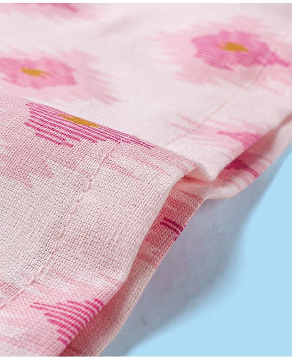 Babyhug 100% Cotton Kurta With Dhoti Embroidery Design - Pink