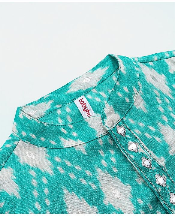Babyhug Woven Full Sleeves Kurta & Dhoti Set Printed - Blue