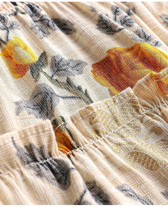 Babyhug 100% Cotton Woven Sleeveless Ethnic Dress Floral Digital Print With Foil - Beige