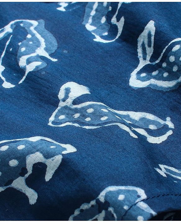 Babyhug 100% Cotton Kurta With Dhoti Set Bunny Print - Indigo