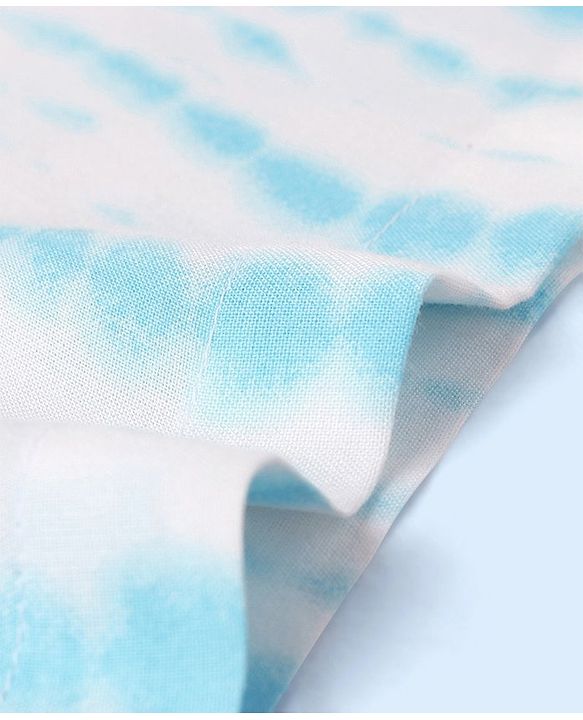 Babyhug Full Sleeves Embroidered Kurta & Pyjama Set Tie Dye Print- White & Blue