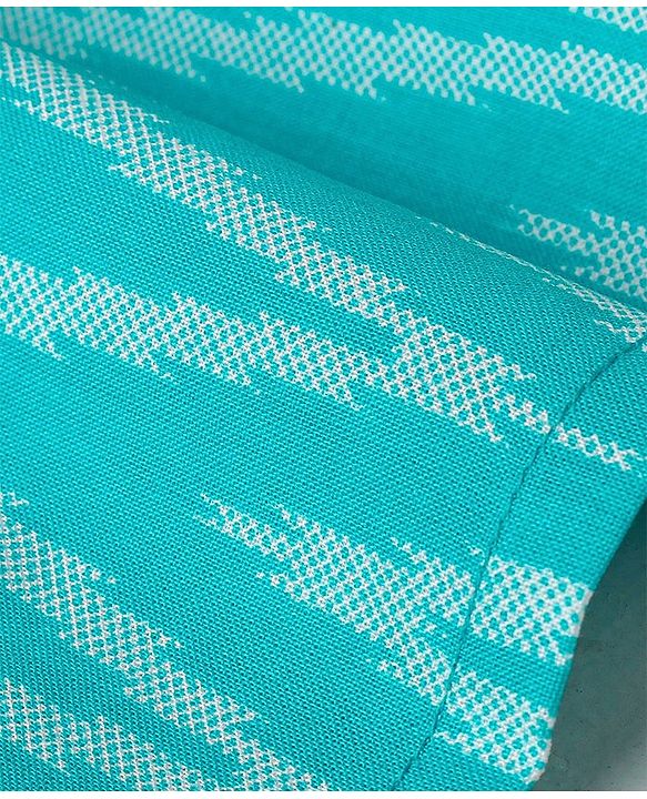 Babyhug Woven Full Sleeves Kurta & Dhoti Set Geometric Pattern Print - Blue & Off White