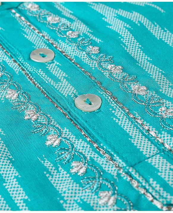 Babyhug Woven Full Sleeves Kurta & Dhoti Set Geometric Pattern Print - Blue & Off White