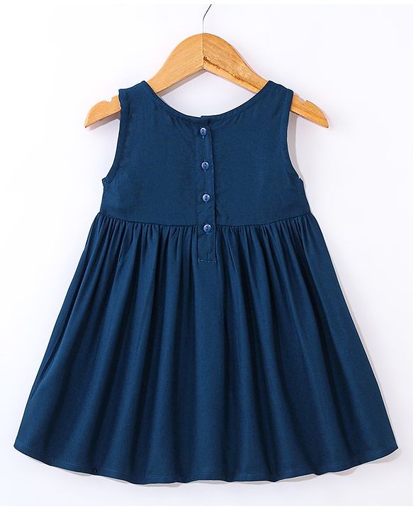 Babyhug Woven Ethnic Dress with Full Sleeves Shrug & Front Tie-Up Details Dots Print - Indigo