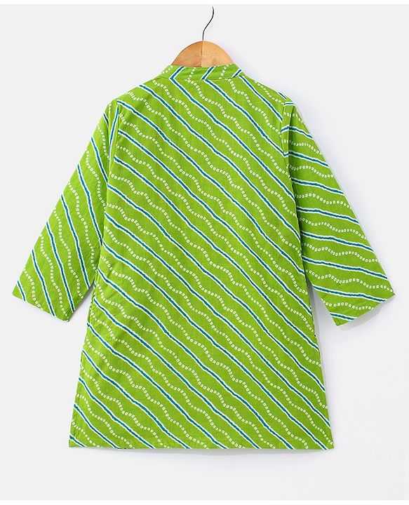 Babyhug Cotton Full Sleeves Kurta & Dhoti Set Bandhani Print - Green
