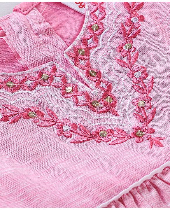 Babyhug 100% Cotton Sleeveless Ethnic Dress - Pink