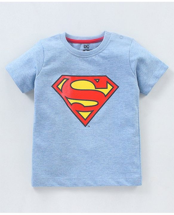 Babyhug Cotton Half Sleeves Superman Logo Print T-Shirt - Blue