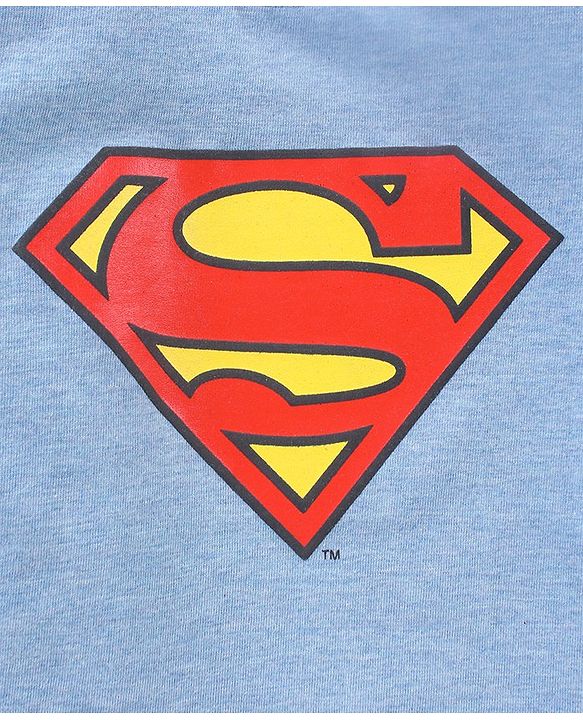 Babyhug Cotton Half Sleeves Superman Logo Print T-Shirt - Blue