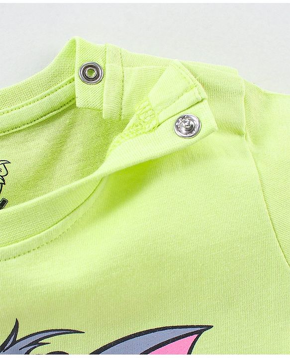 Babyhug Cotton Half Sleeves T-Shirt Tom & Jerry Print - Lime Green