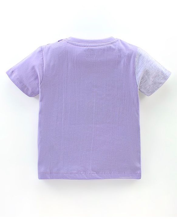 Babyhug Cotton Half Sleeves T-Shirt Tom and Jerry Print - White Melange & Purple