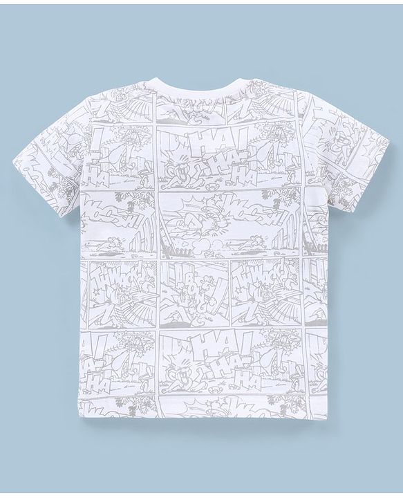 Babyhug Cotton Half Sleeves Tom and Jerry Print T-Shirt - White
