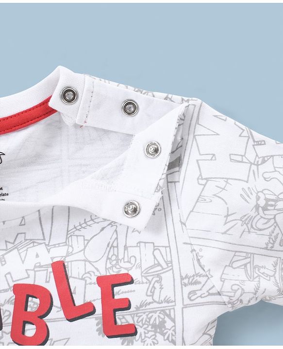 Babyhug Cotton Half Sleeves Tom and Jerry Print T-Shirt - White