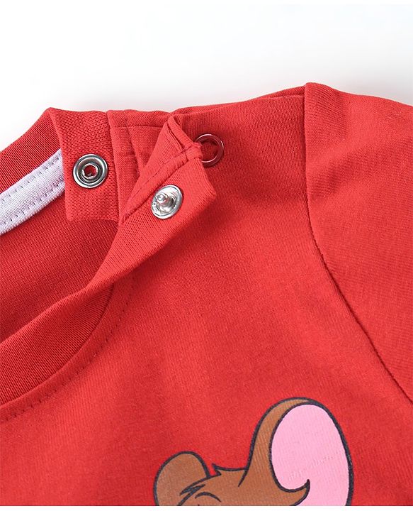 Babyhug Cotton Half Sleeves T-Shirt Tom and Jerry Print - Red