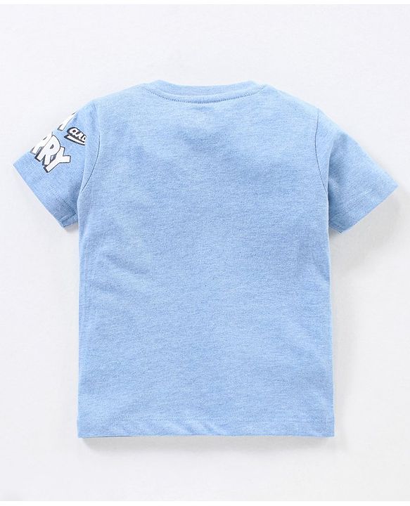 Babyhug Cotton Half Sleeves T-Shirt Tom & Jerry Print - Blue Melange