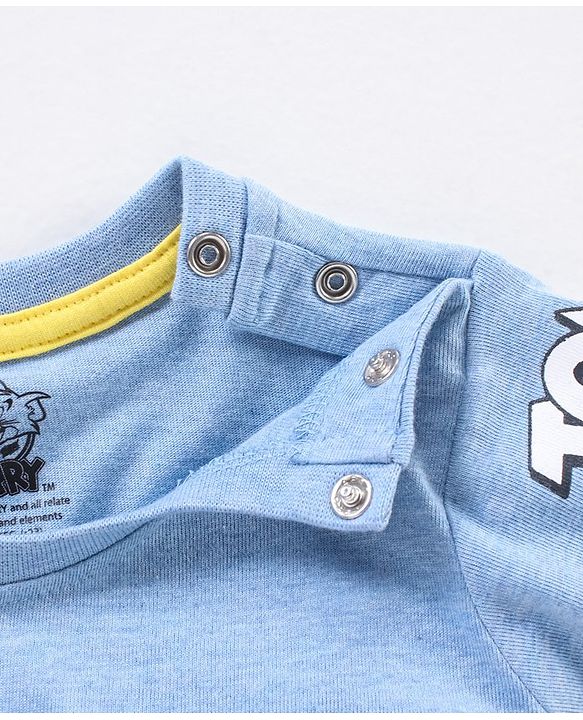 Babyhug Cotton Half Sleeves T-Shirt Tom & Jerry Print - Blue Melange