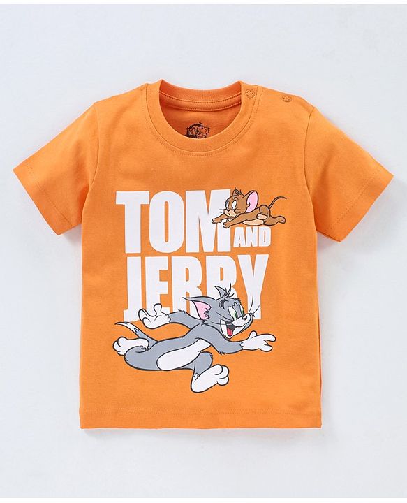 Babyhug Cotton Half Sleeves T-Shirt Tom & Jerry Print - Yellow