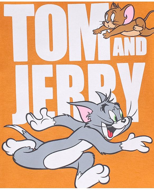 Babyhug Cotton Half Sleeves T-Shirt Tom & Jerry Print - Yellow