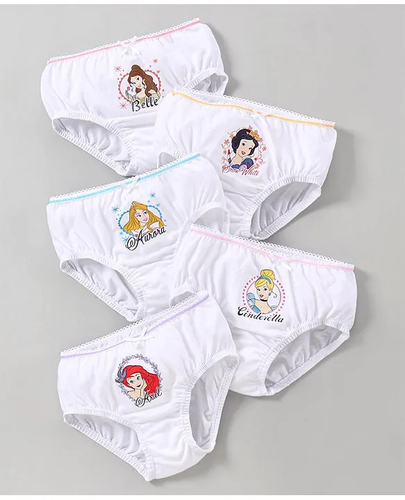 Buy Bodycare Cotton Knit Panties Disney Princess Print Pack of 5 White for  Girls (10-12Years) Online in India, Shop at  - 13014913