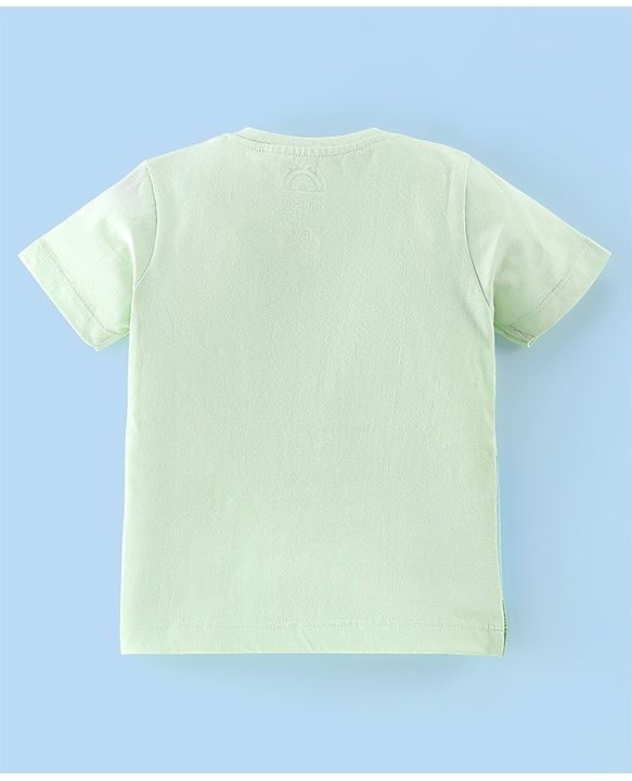 Babyhug Cotton Knit Half Sleeves T-Shirt with Minion Graphics - Light Green