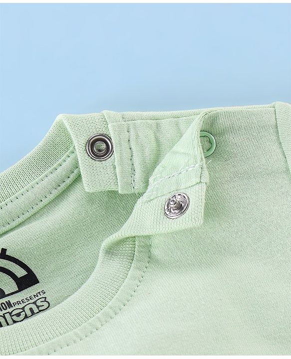 Babyhug Cotton Knit Half Sleeves T-Shirt with Minion Graphics - Light Green