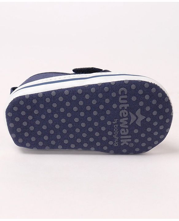 Cute Walk by Babyhug Embroidered Booties with Velcro Closure - Blue