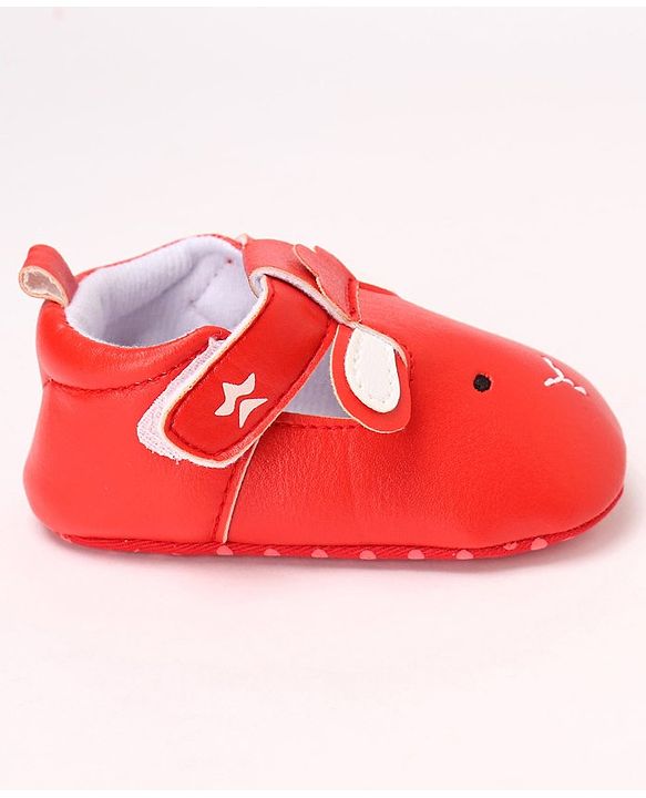 Cute Walk by Babyhug Booties Face Design with Velcro Closure - Red