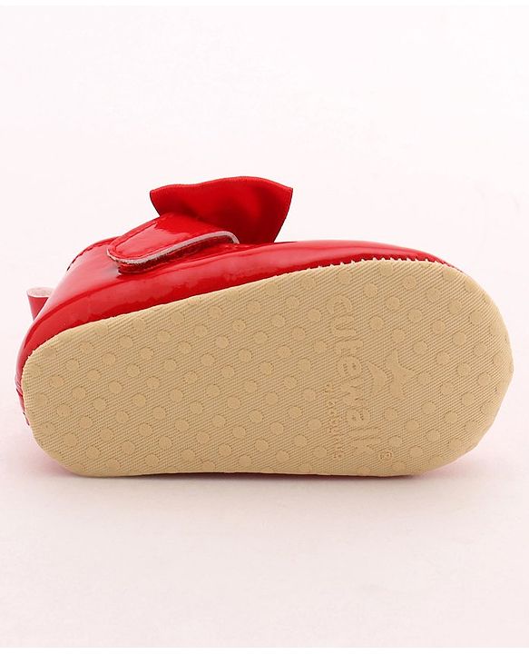 Cute Walk by Babyhug Party Booties with Bow and Velcro Closure - Red