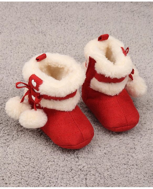 Cute Walk by Babyhug Booties with Velcro Closure - Red