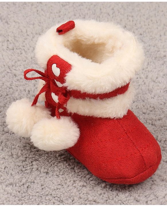 Cute Walk by Babyhug Booties with Velcro Closure - Red