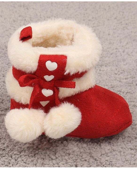 Cute Walk by Babyhug Booties with Velcro Closure - Red
