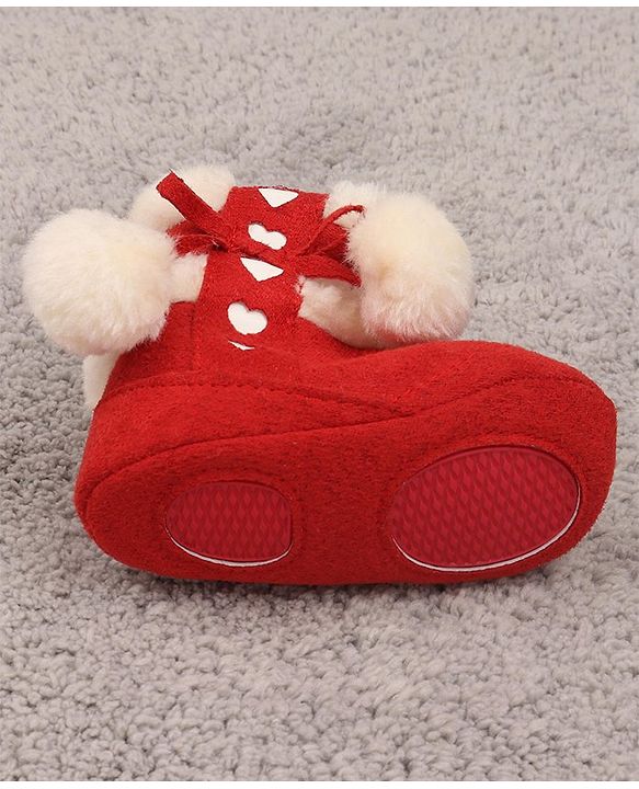 Cute Walk by Babyhug Booties with Velcro Closure - Red