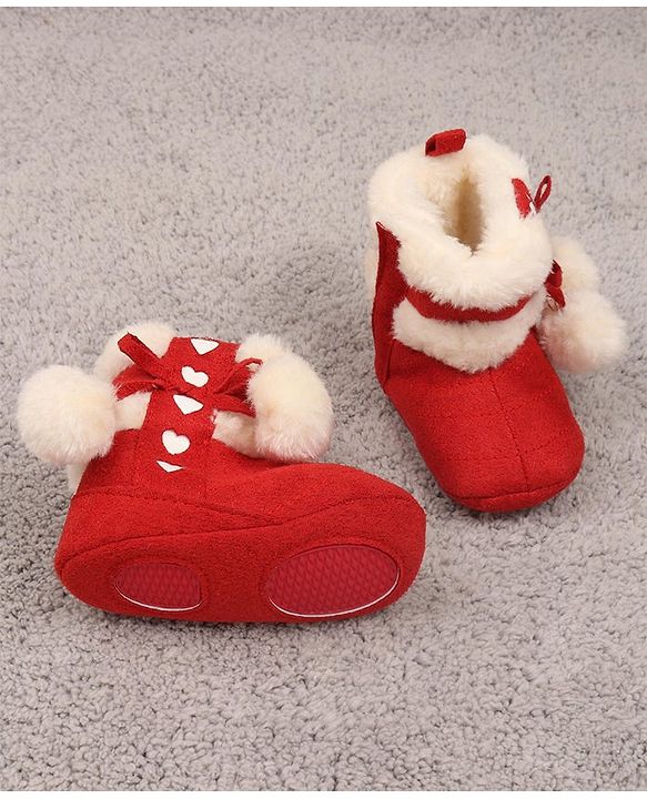 Cute Walk by Babyhug Booties with Velcro Closure - Red