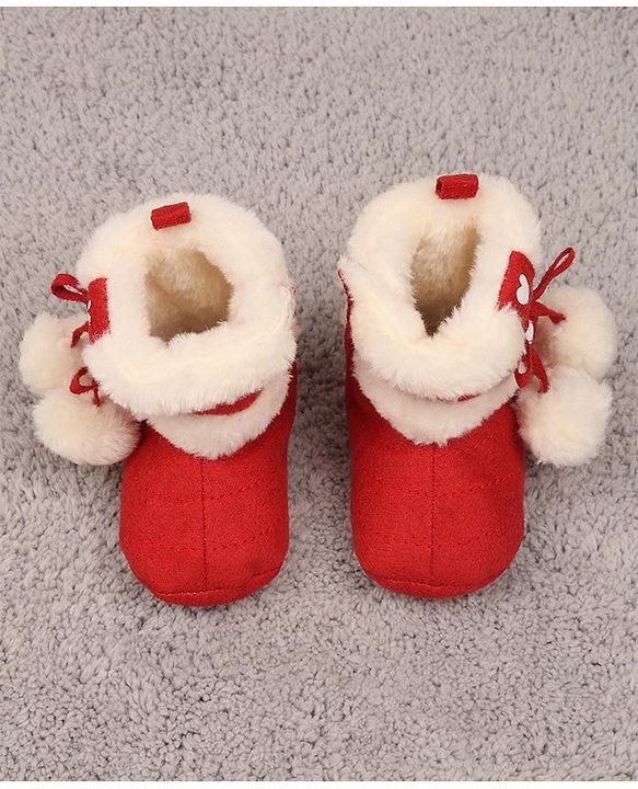 Cute Walk by Babyhug Booties with Velcro Closure - Red